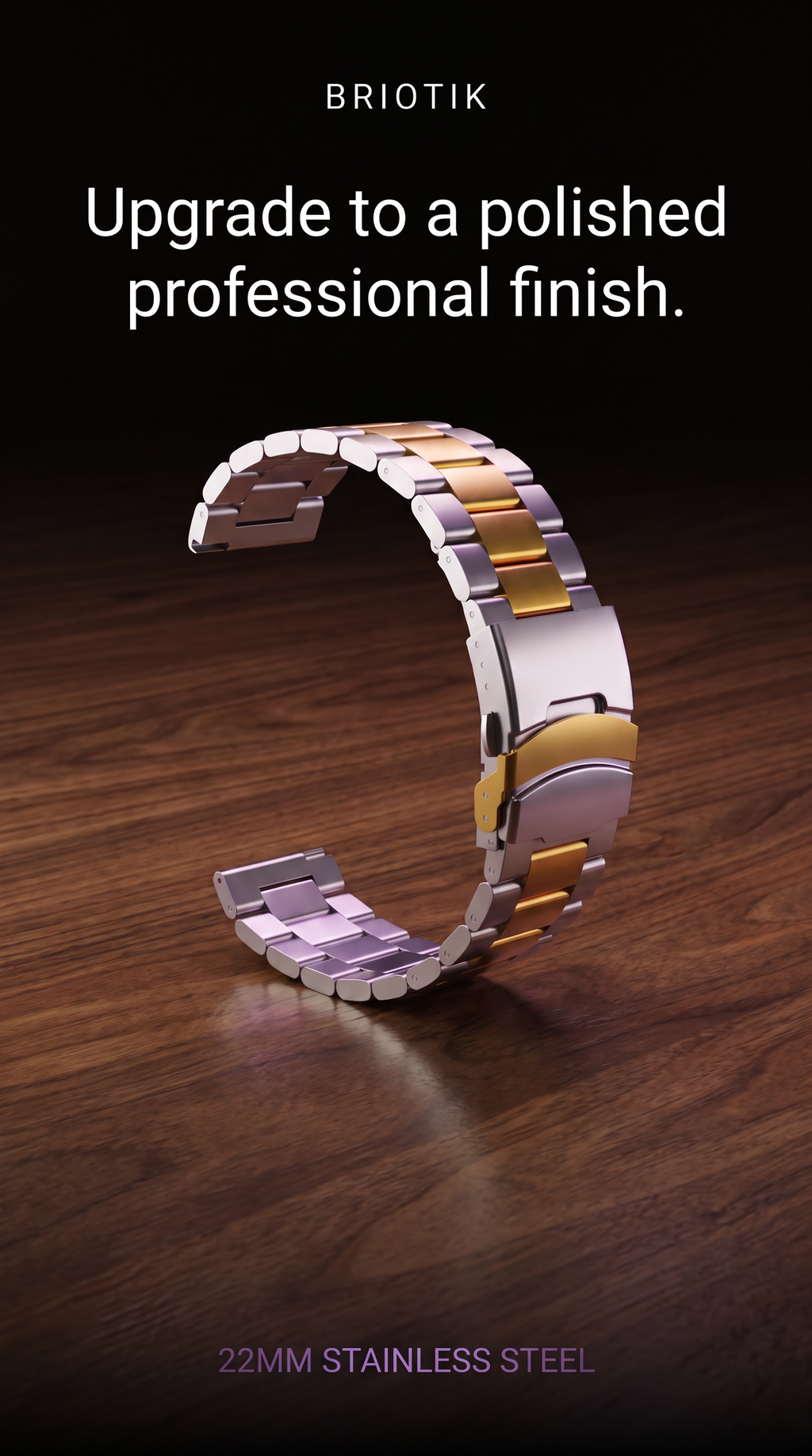 Briotik Metal Band — Stainless Steel Replacement Strap, 22mm