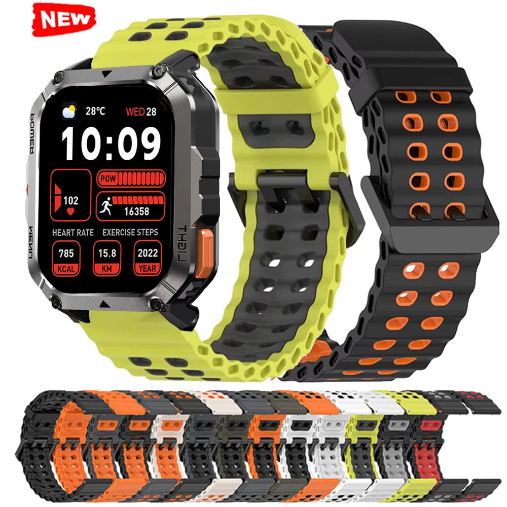 Briotik Sport Band — 22mm Silicone Replacement Strap, Two-Tone