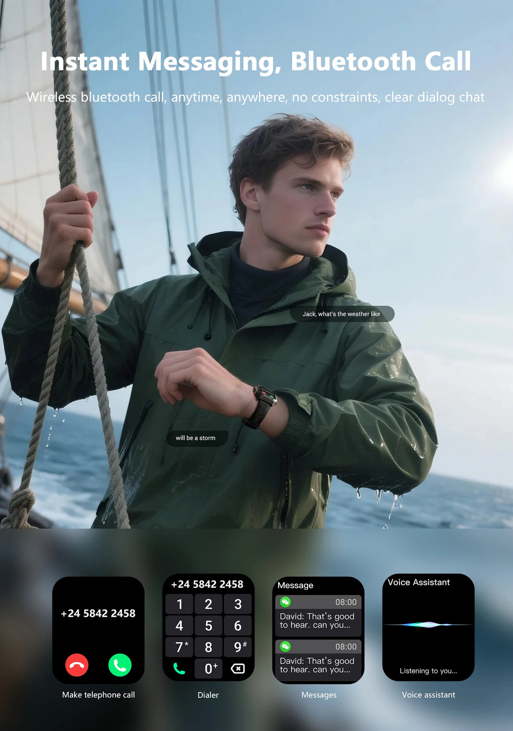 Briotik Outdoor Watch — GPS Smartwatch with Flashlight & Health Tracking